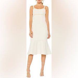 Womens Likely Lane Trumpet beaded Pearl midi white dress size 4‎ small